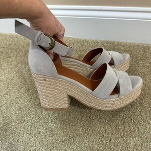 MIIM Espadrille Platform block heel  Wedge Shoes size 10 blue gray